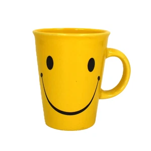 Vintage Smiley Face Mug Yellow Face Happy Grin Cup Tea Art Emoji - Picture 1 of 5