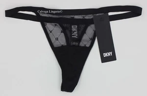 Neu mit Etikett DKNY DK5029 "Monogram" niedriger leichter Netz-String-Tanga, schwarz, S - Bild 1 von 5