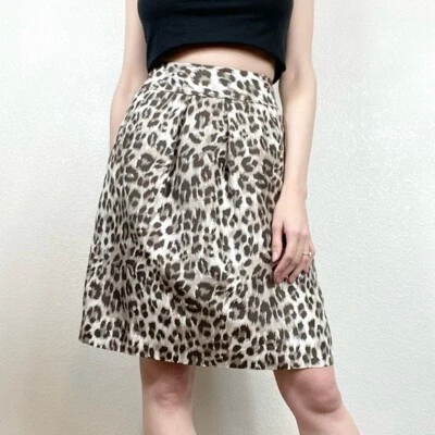 Falda Banana Republic Estampado Leopardo 100% Seda Talla 2 Foto 1 de 4