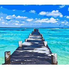 Paint by Number for Adults DIY Sky Beach Oil Painting Kit Acrylic Canvas 16"x20"