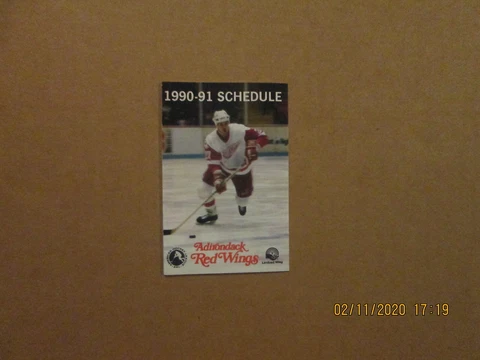 AHL Adirondack Red Wings Vintage Defunct Circa 1990-91 Team Logo Pocket Schedule Cover