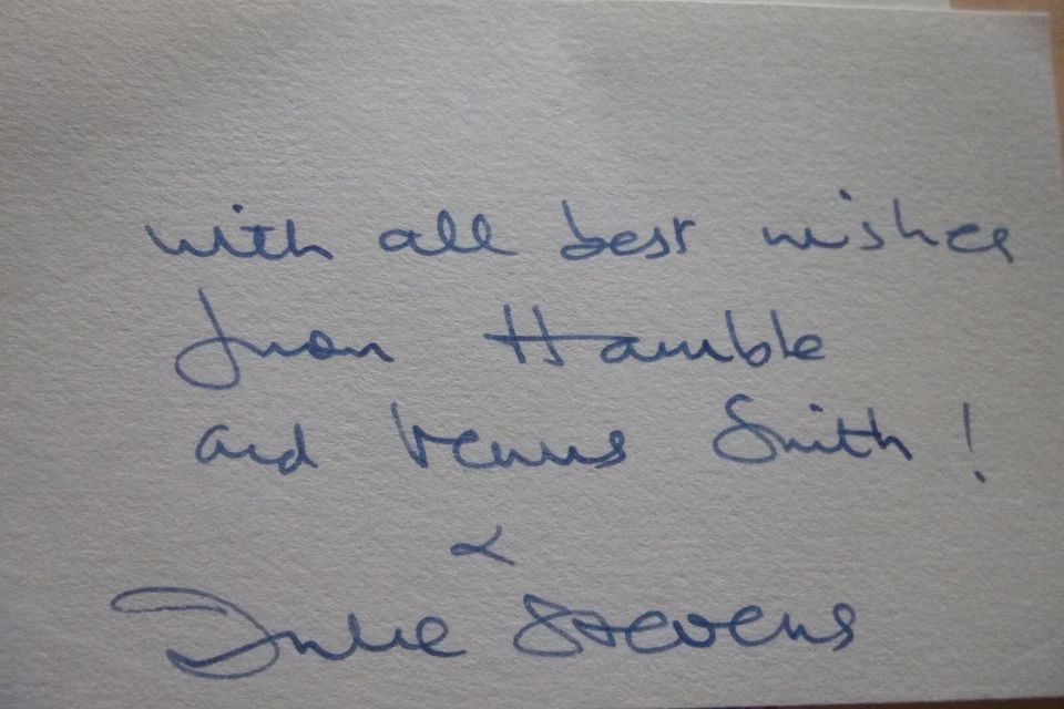 Play School The Avengers Carry On Cleo JULIE STEVENS hand signed card - Image 1 of 1