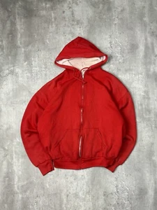 Vintage 1970s/80s Sportswear Thermal Lined Full Zip Hooded Sweatshirt Size Large - Foto 1 di 11