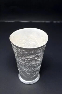Antique Silver Lassi Glass Rare Collectible Handcrafted with Deep Fine Carving - Image 1 of 4
