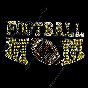 Rhinestone Transfer " Football Mom " Iron On, Hotfix, PICK YOUR TEAM COLOR - Picture 1 of 4