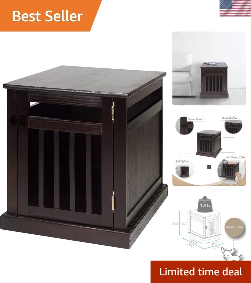 Casual Home Chappy Pet Crate With Wood Slats Espresso