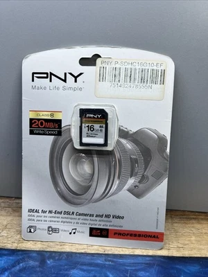 PNY Professional 16GB High Speed SDHC Card 20MB/s Write Speed P-SDH16G10-EF - Image 1 of 2