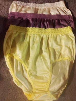 3 Pares Talla 7 Vintage Fruit of the Loom Bragas 100% Nylon con Etiqueta, Cintura de Encaje  Foto 1 de 4