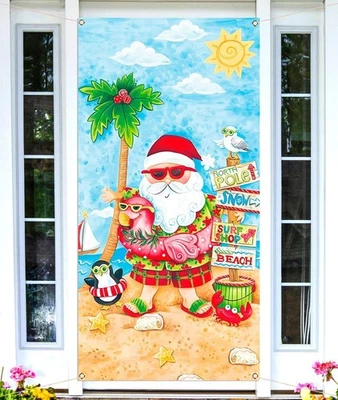 Cubierta de puerta de Navidad julio tropical verano playa hawaiana temática decoración de fiesta Foto 1 de 4