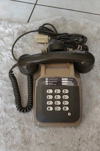 Ancien Téléphone SOCOTEL S63 Marron Et Vert A Touches Vintage - Photo 1/5
