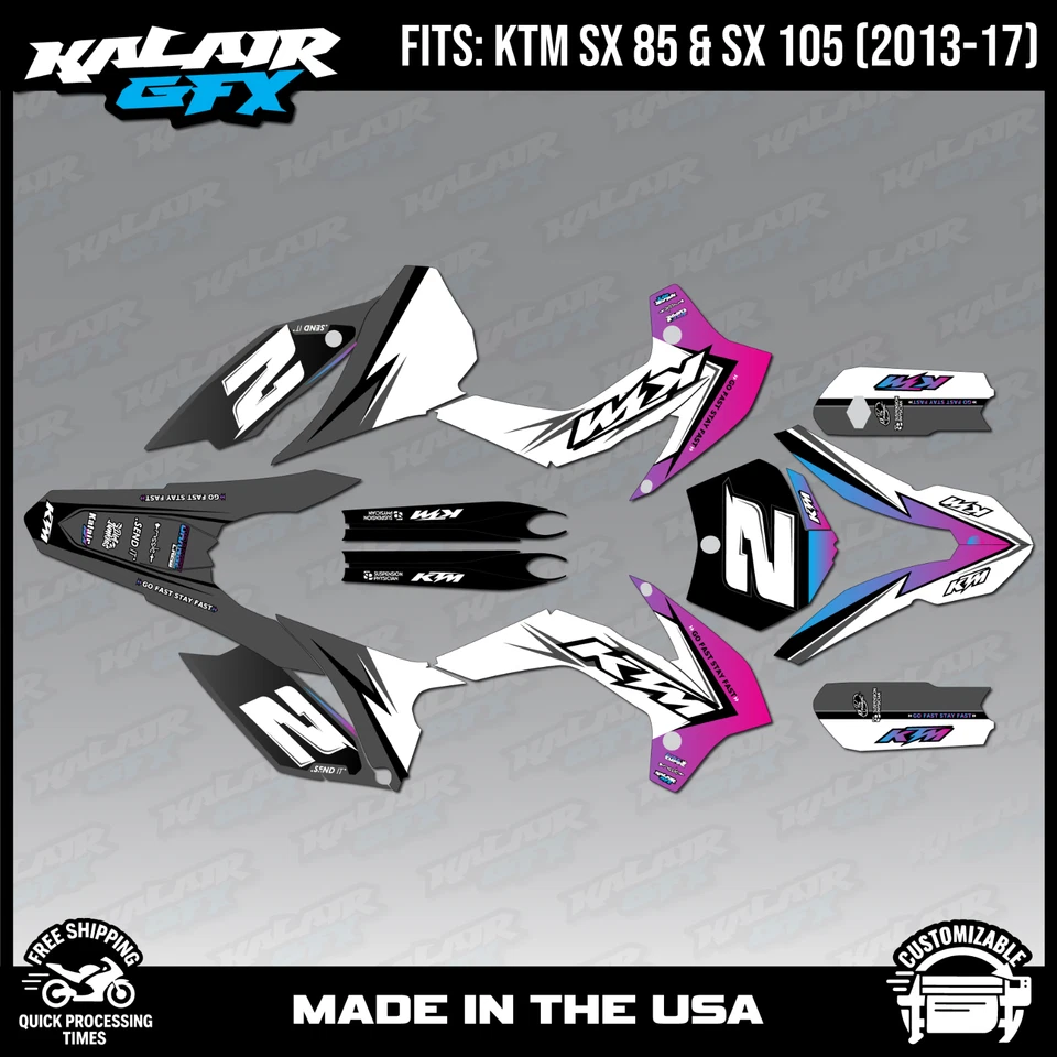 Kit de gráficos para KTM 85SX 105SX SX85 SX105 (2013-2017) Razor Series - Magenta Foto 1 de 4