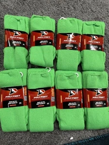 Lot Of 8 Pair Pro Feet Multi Sport Socks Neon Green Lime Boys Girls Size M NEW - Picture 1 of 3