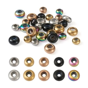 1 Box Rondelle Stainless Steel Beads Slider Beads Stopper Beads Mixed 6~8x3~4mm - Picture 1 of 9