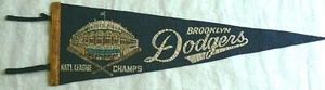 1955 BROOKLYN DODGERS NATL. LEAGUE CHAMPIONS Ebbets Field Souvenir Pennant 25" - Picture 1 of 1