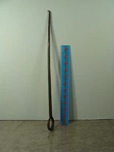 Antique Fire Poker Metal Tool Hook Blacksmith 17" Chimney Scraper Stove Primitiv - Picture 1 of 22