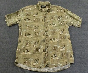 Vintage Red Head Button-Up Shirt Mens XL Fishing Lures Fish Camp - Picture 1 of 7