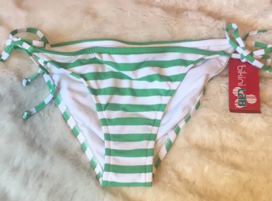 Nuevo con etiquetas Bikini Laboratorio Manhattan Ropa de playa Natación Cuerda Corbata Parte inferior L Raya Verde Foto 1 de 2