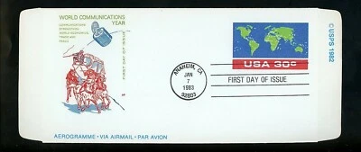 US FDC #UC56 Farnam 1983 Anaheim CA World Communications Year Aerogramme - Image 1 of 2