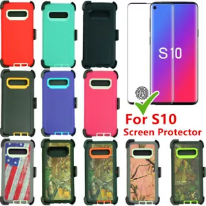 Heavy Duty Defender Case For Samsung Galaxy S10 w/Screen Protector & Belt Clip - Picture 1 of 34