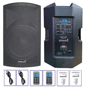2-Pack 15" PA Powered Speakers Audio DJ Karaoke Speakers W/ USB TWS Bluetooth - Picture 1 of 24
