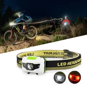 Outdoor LED Head Torch Waterproof Headlamp Super Bright with Red White Lights - Picture 1 of 12