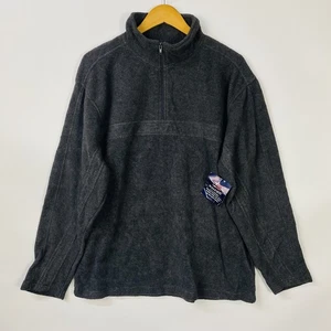 Bugle Boy Men's Fleece Jacket Large Gray 1/4 Zip Long Sleeve Pullover Vintage - Picture 1 of 12
