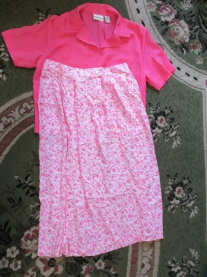 Appleseed's 2 piezas Rosa Conjunto/Traje Prendedor Botón Top y Tirar en Falda Floral Talla 16 Foto 1 de 4