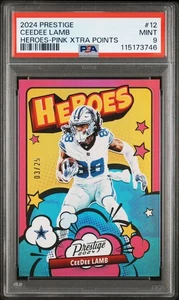 20224 Panini Prestige Heroes CeeDee Lamb #12 Xtra Points Pink /25 PSA 9 - Picture 1 of 2