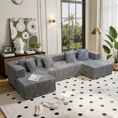 Sofá en forma de U, sofá seccional modular, salón reclinable doble, sofá deshuesado Foto 1 de 4