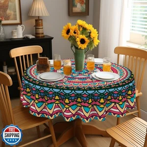 Eikione Bohemia Round Tablecloth 70inch,Tablecloth Waterproof and Wrinkle-Fre - Picture 1 of 5