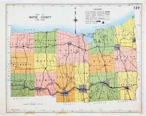 1941 WAYNE County NEW YORK Map ORIGINAL (20x16) Lyons Sodus Palmyra Newark - Picture 1 of 3