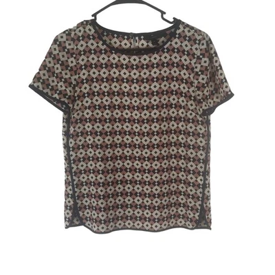 J. Blusa Crew para mujer talla 2 XS con punta 100 % seda diamante azulejo Foto 1 de 4