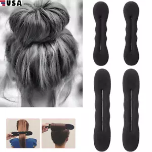 4× Black Magic Foam Sponge Bun Maker Hair Donut Ponytail Clip Twist Sock Bun USA - Picture 1 of 12