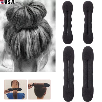 4× Black Magic Foam Sponge Bun Maker Hair Donut Ponytail Clip Twist Sock Bun USA - Image 1 of 4