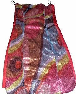 H&M Sequined szL Dress 10 Mini Short Iridescent Shiny Strapless Bling Colorful - Picture 1 of 11