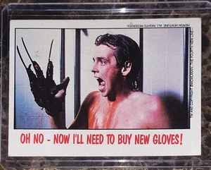 Tarjeta A Nightmare On Elm Street 1984 TOPPS goma ¡Oh no necesitaré comprar guantes nuevos! - Imagen 1 de 2