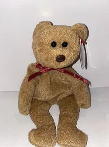 RARE RETIRED TY BEANIE BABY 'CURLY' THE BEAR Excellent **Rare Find** With Case - Picture 1 of 8