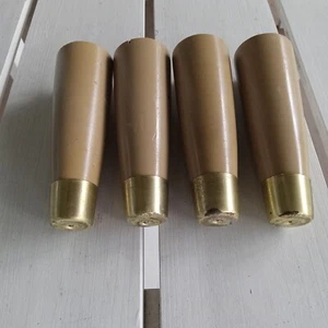 Vintage Mid Century Danish Modern Blonde Wood Furniture Chair Cabinet Legs 5.5" - Picture 1 of 4