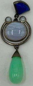 Vintage Whitney Kelly Art Deco 925 Sterling Silver Multigemstone Pendant - Picture 1 of 3