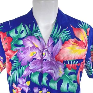 Royal Hawaiian Creations Hawaiian Shirt Medium Floral Welt Pocket Polyester - Picture 1 of 4
