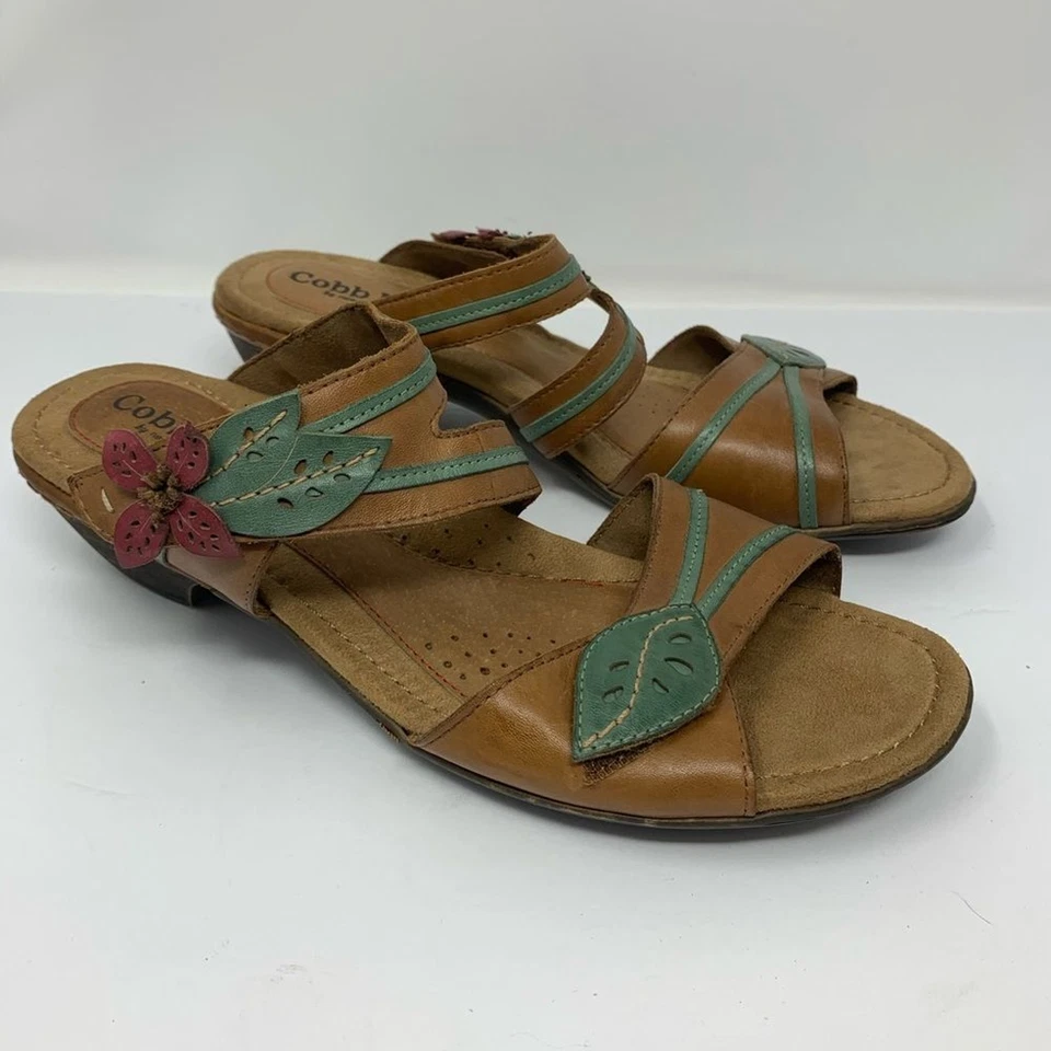 Sandálias de salto Cobb Hill couro floral alças ajustáveis tamanho 11 - Imagem 1 de 4