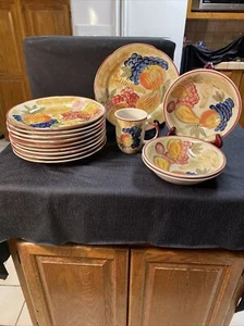 ROYAL NORFOLK Set 10 Speiseteller, 3 LG Schüsseln & 1 Kaffeetasse Obst Greenbrier - Bild 1 von 12