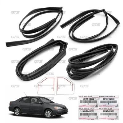 Fits Toyota Corolla Altis Sedan 2002 - 06 Set Door Glass Run Channel Felt - Imagem 1 de 4