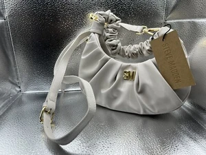 NWT Steve Madden BCorinne Crescent Crossbody Bag Ruched Handle Chalk color - Picture 1 of 3