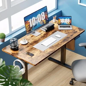 40“x24” Brown Height Adjustable Electric Standing Desk Home Office Corner Table - Picture 1 of 8