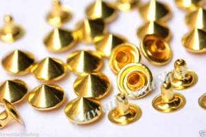 Borchie cono a rivetto 9mm color oro IN OTTONE ANTIRUGGINE quantità a scelta - Picture 1 of 1