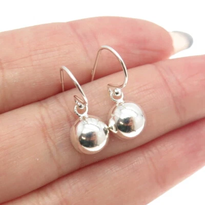 925 Sterling Silver Half Ball Drop Dangling Earrings - Image 1 of 4
