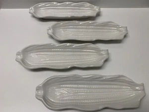 Vintage Corn On The Cob Trays Holders White Ceramic Set Of 4 By Signature Japan - Picture 1 of 6
