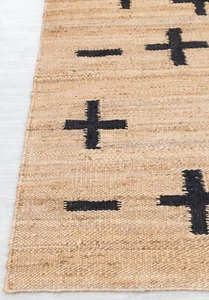 Natural Jute Black High Quality Hand Woven Moroccan Nordic Boho Customize Rug - Picture 1 of 17