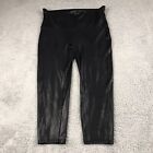Spanx Leggings Womens Xl Black Faux Leather Cropped Capri Pull On Stretch